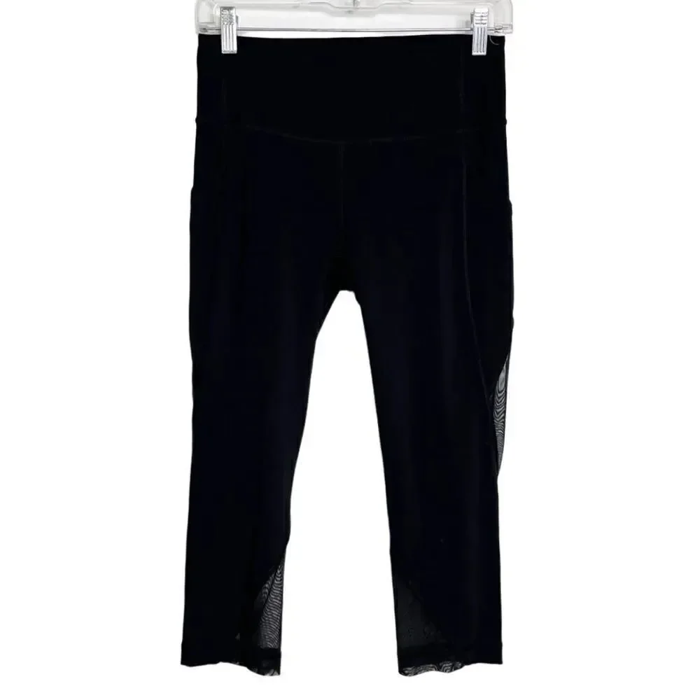 Lululemon Mesh Detailing Cropped Leggings Black Size 6